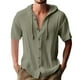 thumbnail image 1 of Camisa con capucha y botones de manga corta para hombre - Color liso, poliéster para ropa informal de verano, 1 of 7