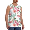 thumbnail image 2 of Pofeuu Flamingo Flower Print Men's Muscle T-Shirt, Sleeveless, Muscle Tank, Classic Muscle Tee Top For Men Casual Sleeveless Muscle T-Shirt Trendy Clothes-Large, 2 of 7