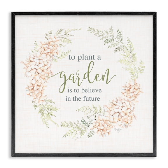 Stupell Industries Shabby Chic Inspiring Plant A Garden Black Framed Giclee Art, 12 x 12, by Mollie B.