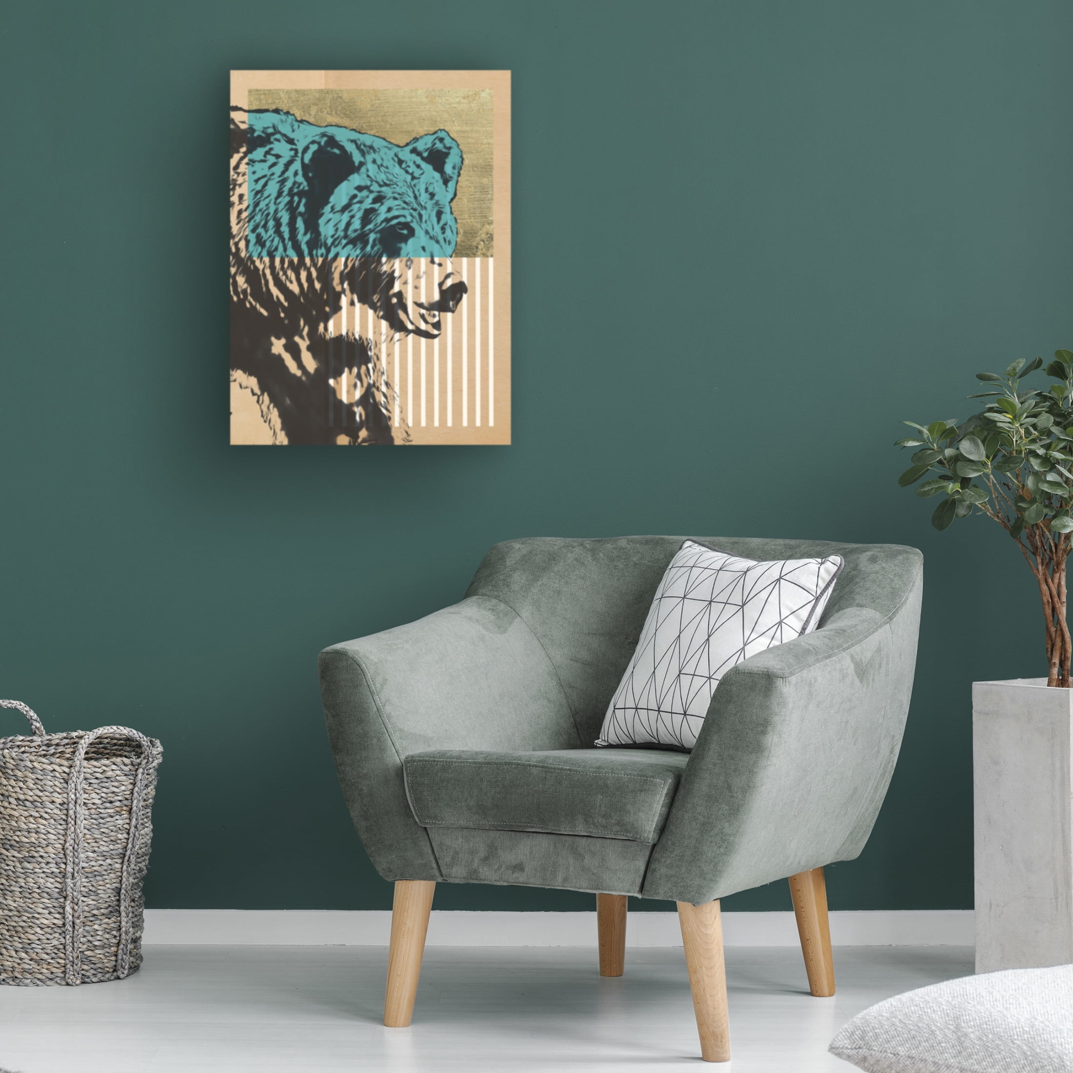 Trademark Fine Art Alonzo Saunders Gold Geometric Bear II Canvas Wall Art