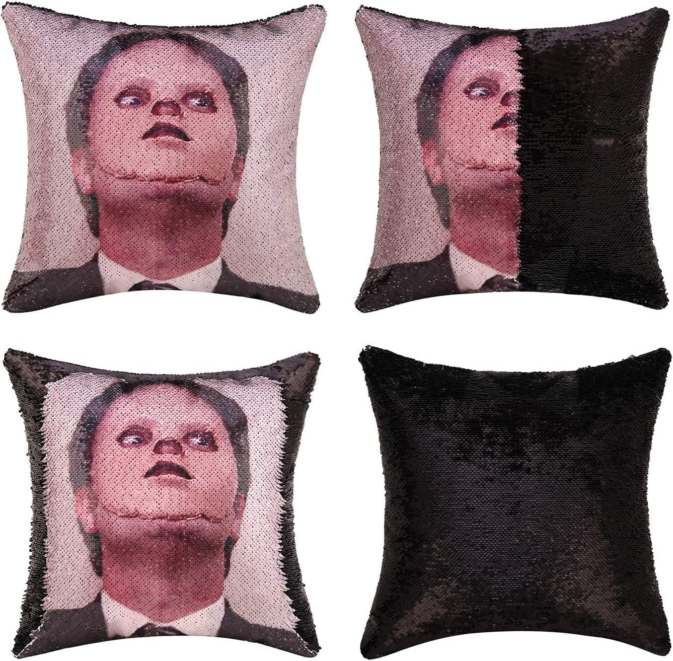  Jiamos The Office Merch Sequin Pillow Cover Dwight Schrute Mask  Throw Pillow Covers Mermaid Decorative Cushion Cover Funny Gag Gifts 16 X  16 Inch, No Filler(Black) : Home & Kitchen