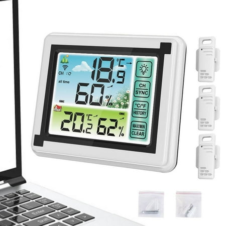 

Younar Indoor Outdoor Thermometer Wireless Temperature Humidity Monitor Digital Wireless Outdoor Humidity Sensor with LCD Backlight Screen for Patio Garden Cellar Home sweetie
