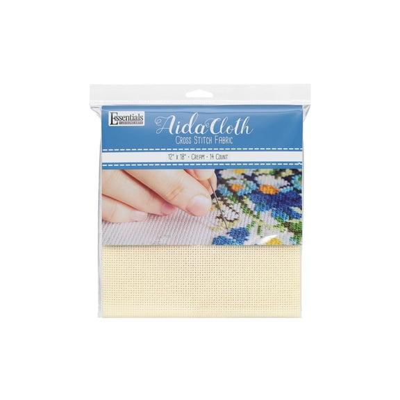 Essentials by Leisure Arts Aida Cloth 14 Count Cream 12x18 Inch, Cotton Even Weave Cross Stitch Fabric, Counted Cross Stitch, Needlepoint, Embroidery, Fabric