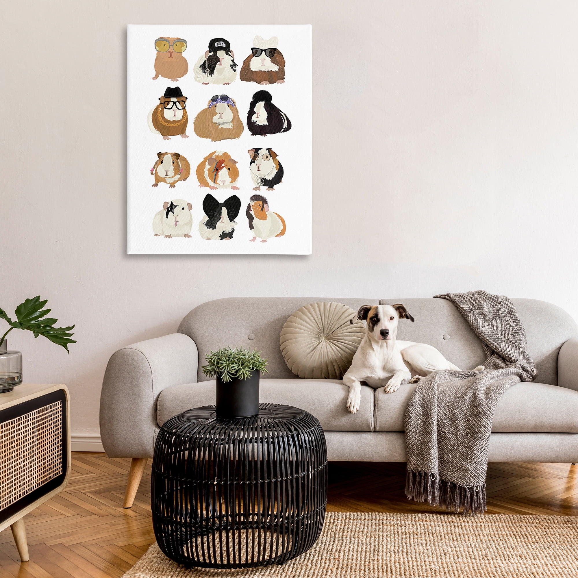 Stupell Industries Trendy Guinea Pigs Animals & Insects Painting Gallery Wrapped Canvas Art Print Wall Art, 36 x 48