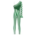 thumbnail image 2 of YONGHS Womens One Shoulder Candy Cane Striped Jumpsuit Christmas Bodysuits Gymnastics Leotard Green 3XL, 2 of 7