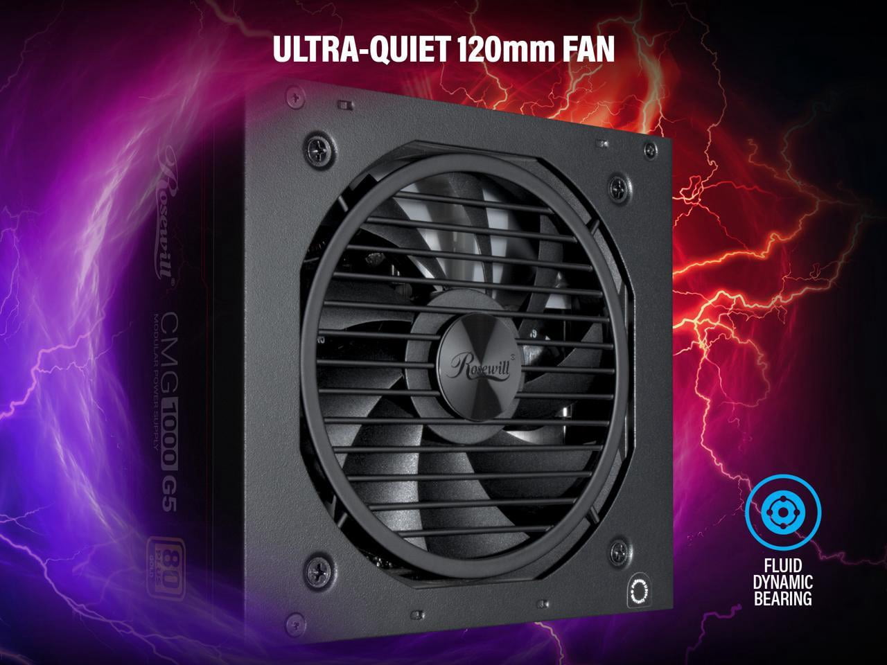 Rosewill CMG5 1000W, ATX 3.0 & 3.1 Compatible, 80+ Gold Full Modular Power Supply, PCIe 5.0 600W 12V-2x6 Connector, Japanese Capacitor, 120mm FDB Fans, 5 Year Warranty - CMG1000G5