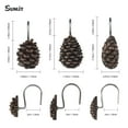 thumbnail image 2 of Sunlit Pinecone Decorative Shower Curtain Hooks, Brown Pine Cone Shower Curtain Rings, Resin, Winter Christmas Theme Bathroom Decoration, Set of 12, 2 of 6