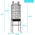 thumbnail image 4 of NiamVelo 64-inch Metal Bird Cage with Rolling Stand & Bottom Tray, Pet Storage Shelf Parrot Cage with Open Play Top for Lovebirds & Parakeets, Black, 4 of 7