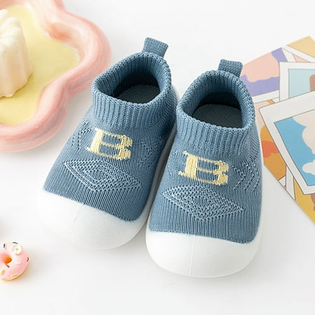 

LEEy-world Toddler Shoes Girls Boys Kids Leisure Shoes Letter Prints Mesh Soft Bottom Breathable Slip On Sport Shoes Extra Wide Boy Shoes Navy