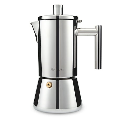 Easyworkz Diego 12 Cup Stovetop Espresso Maker Stainless Steel Italian Coffee Maker Greca Induction Moka Pot, 17.5 oz