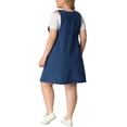 thumbnail image 3 of GRACE & GRANDEUR Robe Salopette Sans Manches pour Femme Grande Taille avec Poches, Midi Décontractée en Denim 1X Bleu Foncé, 3 of 5
