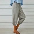 thumbnail image 6 of YUGYXL Drawstring Capri Pants for Women Trendy Stretch Linen Pants Casual Tapered Pants with Pockets Gray XXL, 6 of 9