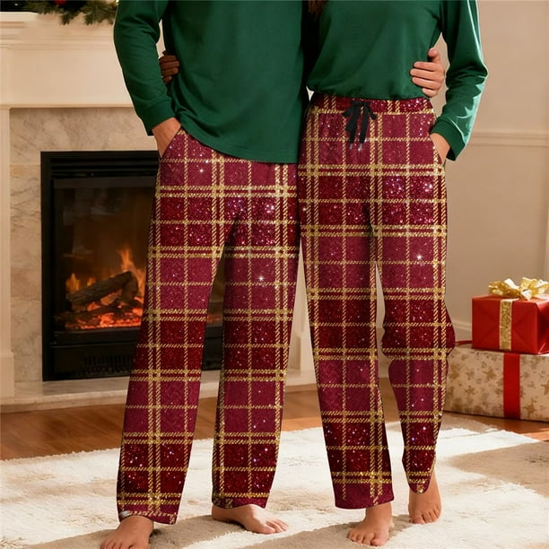 Pantalones de pijama largos para hombre, informales, con estampado a cuadros, holgados, deportivos, elásticos, rectos, vintage, con bolsillos