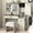 White, variant on danpinera HomeFarmhouse Makeup Vanity Desk with Sliding Mirror and Lights, 42" Glass Top Vanity Table with Charging Station & 4 Drawers & 2 Cabinets, Vintage Vanity Set for Bedroom, Vintage Cocoa