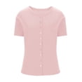 thumbnail image 6 of Womens Ribbed Short Sleeve T-Shirt Button up Knit Shirts Summer Lightweight Cardigan Tops, 6 of 8