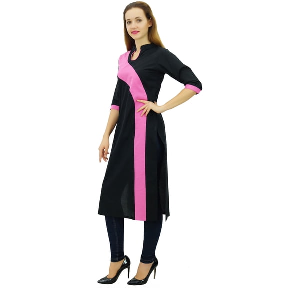 Phagun Women's Cotton Kurta Kurti 3/4 Sleeve Summer Tunic Indian Clothing-14