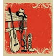 thumbnail image 3 of Western Duvet Cover Set, Image of Wild West Elements with Country Music Guitar and Cowboy Boots Retro Art, Decorative 3 Piece Bedding Set with 2 Pillow Shams, King Size, Beige Orange, by Ambesonne, 3 of 3