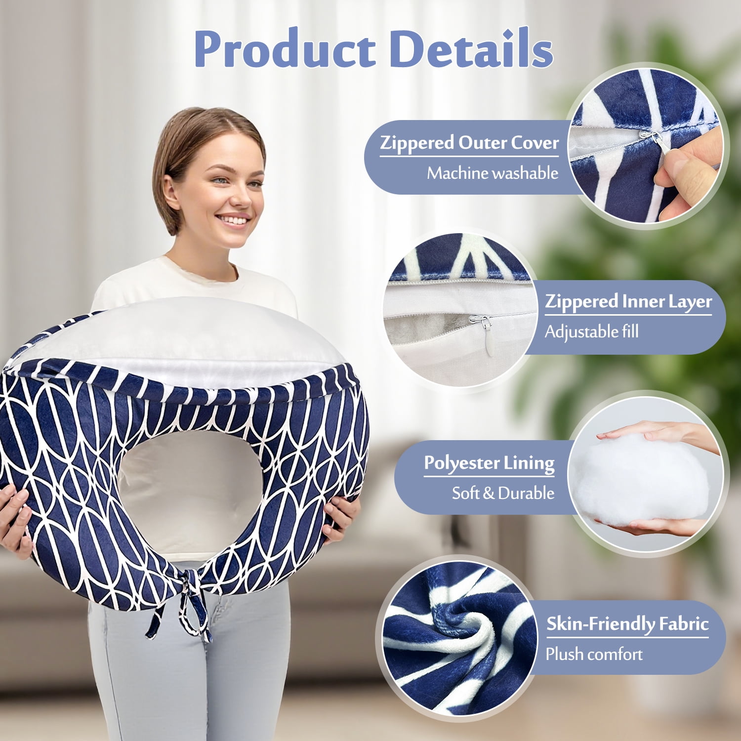 BBL Pillow After Surgery Brazilian Butt Lift Pillow Post Surgery Recovery for Sitting Sleeping Driving Booty Butt Pillow for Woman Lumbar Back Cushion Seat Foam