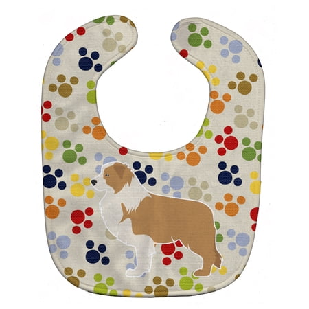 Red Border Collie Pawprints Baby Bib