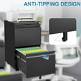 thumbnail image 3 of Office File Cabinet 2 Drawer File Cabinet with Lock, Metal Under Desk Rolling Filing Cabinet fits Letter/Legal/A4 Size for Home Office, Mobile Filing Cabinet, Assemble Required, Black,Storage Cabinet, 3 of 13