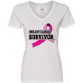 thumbnail image 3 of Inktastic Breast Cancer Survivor with Pink Ribbon Women's V-Neck T-Shirt, 3 of 5