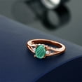 thumbnail image 4 of Gem Stone King 18K Rose Gold Plated Silver Green Malachite and White Moissanite 3 Stone Engagement Ring for Women | 2.08 Cttw | Oval 8X6MM | Round 2MM | Gemstone Birthstone | Size 7, 4 of 4