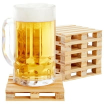 6 Pack Wooden Mini Pallet Coasters, Square, Wood Beer Coasters, Gifts for Men, Drink Holders, Stands for Hot and Cold Beverages, Unique Table Decor (3.9 x 3.9 In)