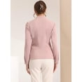 thumbnail image 4 of DARING DIVA Women's Elegant V Neck Long Sleeves Button Down Shirt XL Grey Pink, 4 of 6