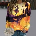 thumbnail image 4 of Towmus Halloween Shirts for Women Sweatshirt Cute Doll Graphic Pullover Tops Funny Novelty Pumpkin Print Crewneck Sweatshirts, 4 of 6