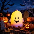 thumbnail image 2 of Halloween Ghost Lantern Flameless Candle - Safe Atmospheric Decor for Home Halloween Decor,White #1, 2 of 6