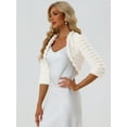 thumbnail image 2 of DARING DIVA Cropped Jacket  Open Front Bolero Faux Fur Shrug XS White, 2 of 6