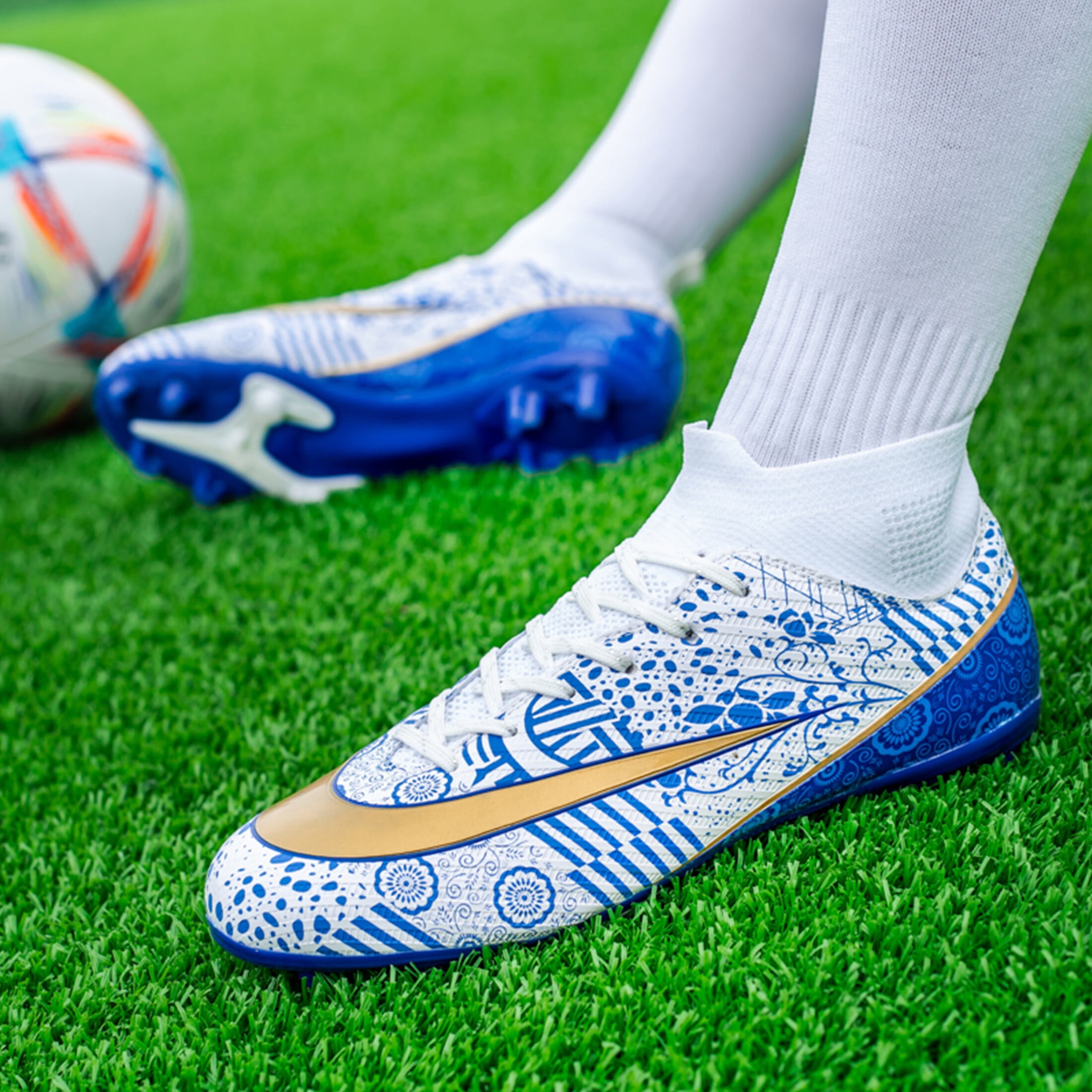 FULORIS Men Sock Soccer Cleats Shoes Teenager Football Boots