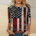 thumbnail image 1 of Fiudx Ropa de Mujer Moda Mujer Impresión Cuello Redondo Manga 3/4 Camiseta Pulóver Blusa Superior, 1 of 4