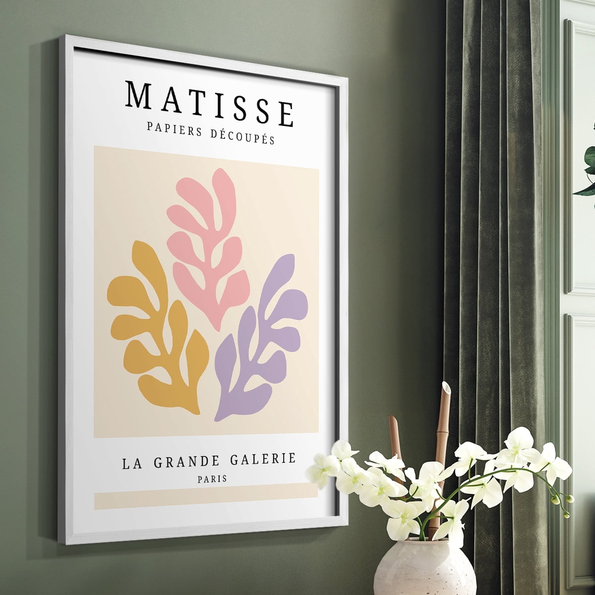 Matisse CCCLXXV in White Solid Wood 16 x 20 Framed Print