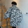 thumbnail image 4 of QUNYINEY Long Sleeve Jacket for Men Faux Fur White Leopard Print Zip up Outerwear Warm Cardigan Loose Outerwear Jackets, 4 of 9