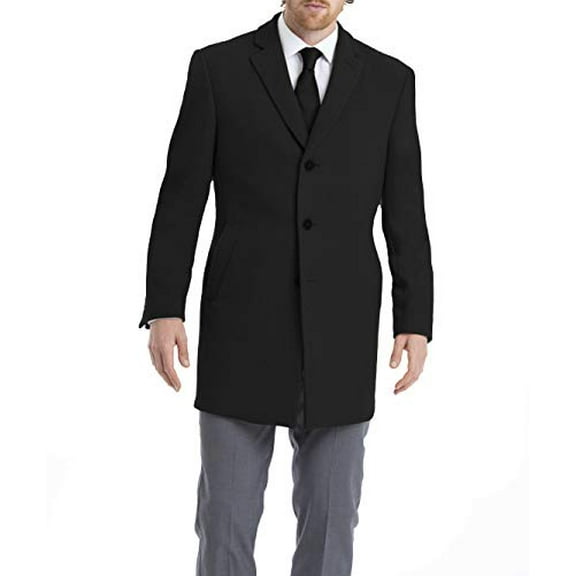 Calvin Klein Mens Slim fit Prosper Overcoat Coat 38 R Black Solid