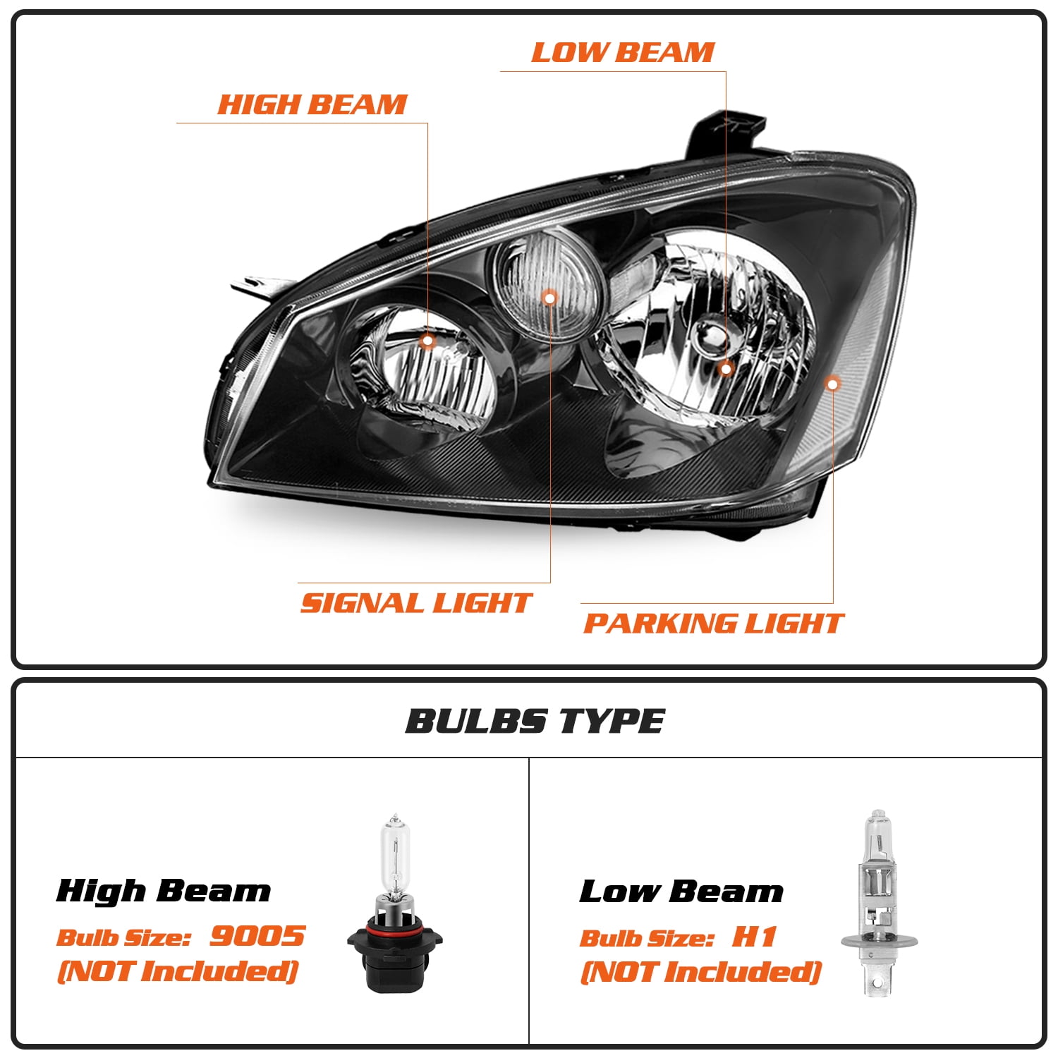 For 2005-2006 Nissan Altima 4Door Halogen Headlights Assembly Headlamps 05-06