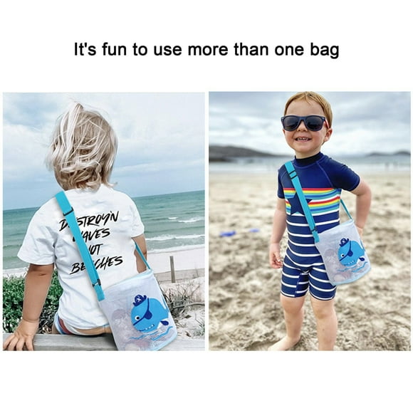 Daisyyozoid Wholesale Beach Toy Mesh Bags For Kids Seashell Bags With Zipper Sandboxes With Cute Cartoon Sea Animal Embroidery Fish Crab Cylinder Sand Toy Net Bag