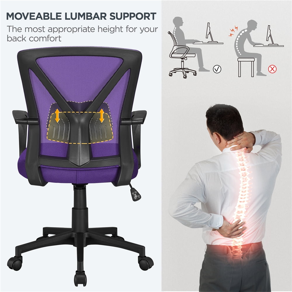 Alden Design Adjustable Mesh Office Chair Mid Back Desk Chair with Wheels, Purple