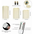 thumbnail image 3 of ZYLER- Flameless Candles 4" 5" 6" Set Of 3 Ivory Outdoor Indoor Pillars 3" Diameter Bat, 3 of 4