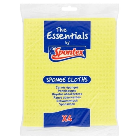 Spontex Essentials Sponge Cleaning Cloths (Pack of 4)