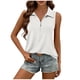 thumbnail image 3 of TaTaai Spring Summer Solid Color Lapel Top for Women Collared Sleeveless V-Neck Vest Loose Fit Ribbed Casual Blouse Comfy Daily Vacation Outfits Gift, 3 of 8