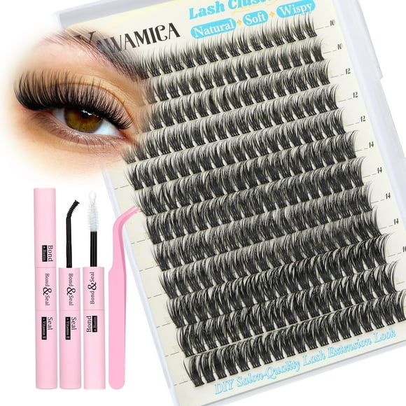 Kit de extensión de pestañas Yawamica Wispy Lash Clusters, 10-16 mm, 228 unidades