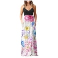 thumbnail image 1 of Vestido largo HUOGUO con cuello en V sin mangas y estampado de mariposas para mujer, 1 of 3