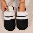 thumbnail image 3 of Xfvqtps Fuzzy Slippers for Womens Fluffy Slippers Large Size Suede Plush Edge Memory Foam Thick Bottom Non Slip Indoor House Warm Winter Cozy Slippers Black, 3 of 8
