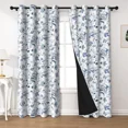 thumbnail image 2 of Lfeey Blue Floral Blackout Curtains for Bedroom, Thermal Insulated Grommet Window Drapes, Bird and Flower, 42x63 inch, 2 Panels, 2 of 7