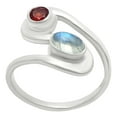 thumbnail image 5 of Rainbow Moonstone - India & Garnet 925 Sterling Silver Ring s.8 Jewelry DGR1123_E_8 R-1039, 5 of 7