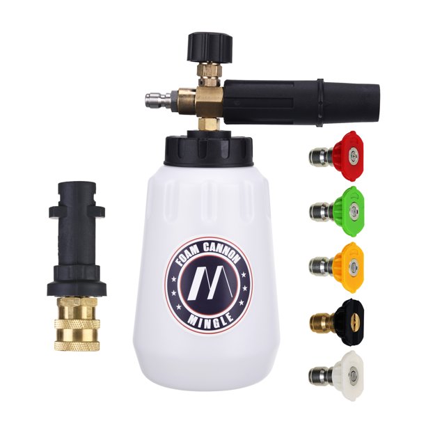 M MINGLE Foam Cannon, with 5 Nozzle Tips, 1/4 Inch Quick Connector