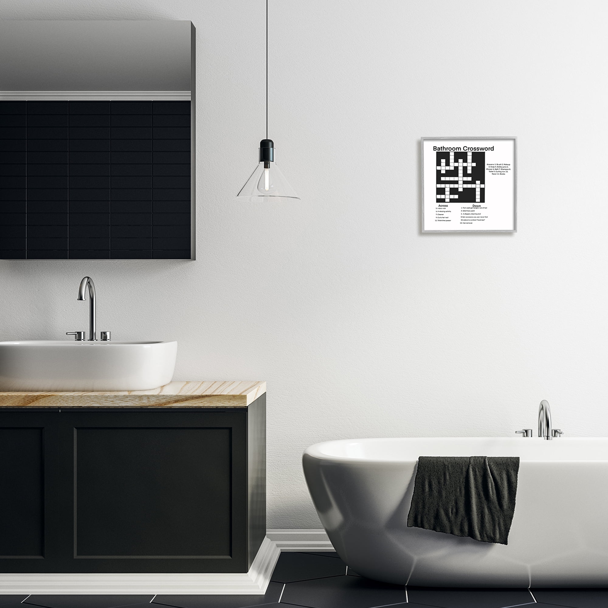 Stupell Industries Crossword Bathroom Puzzle Fun Toilet Game Sign,12 x 12, Design by Ashley Singleton
