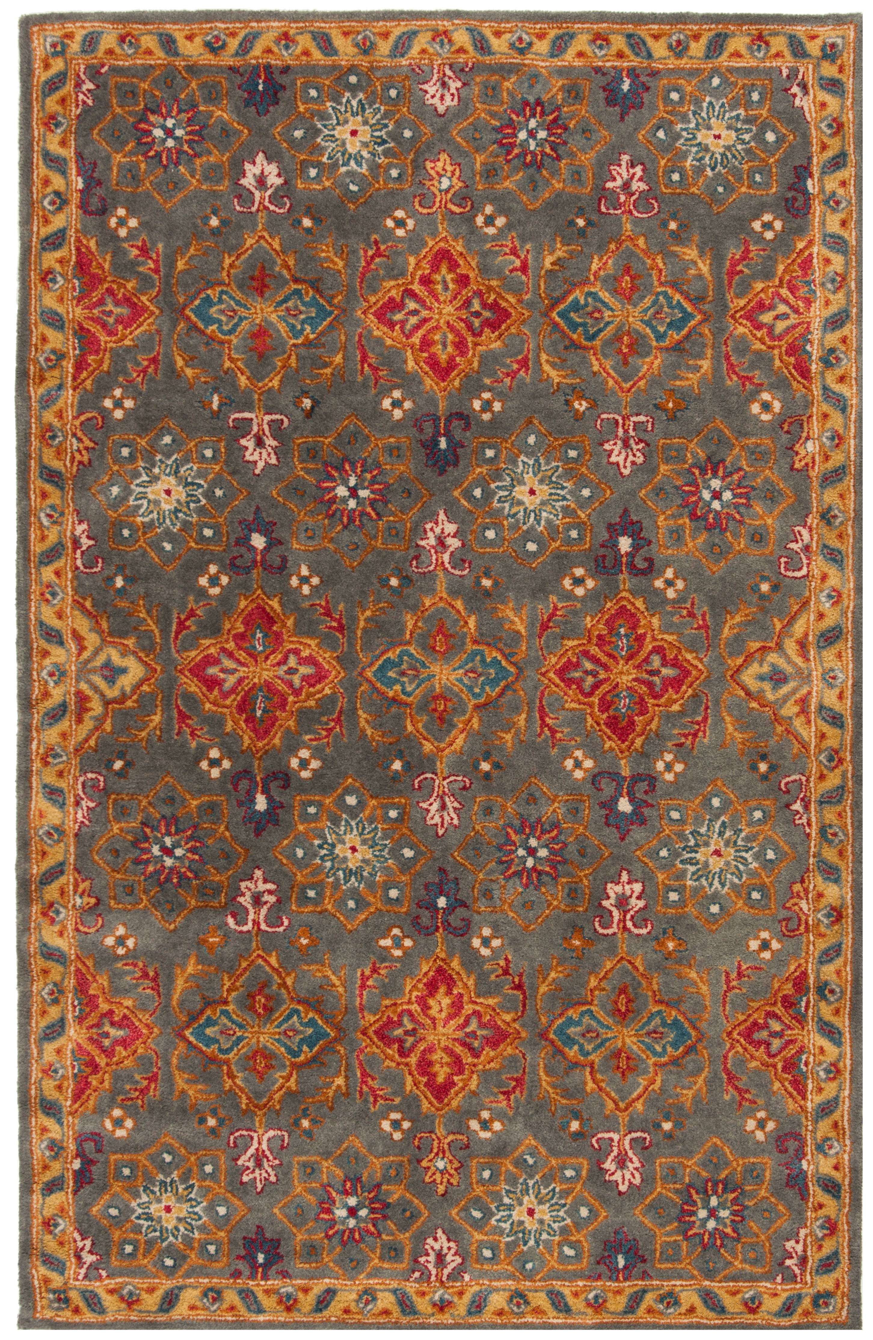 SAFAVIEH Heritage Jamison Floral Wool Area Rug, Charcoal/Multi, 3' x 5'